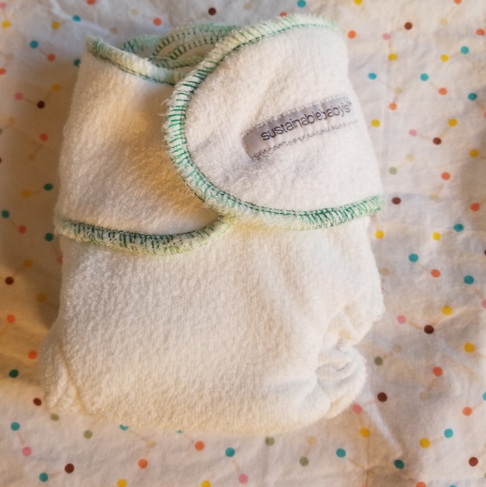 Sloomb Sustainablebabyish Snapless Multi-fitted Bamboo Cotton Cloth Diaper green